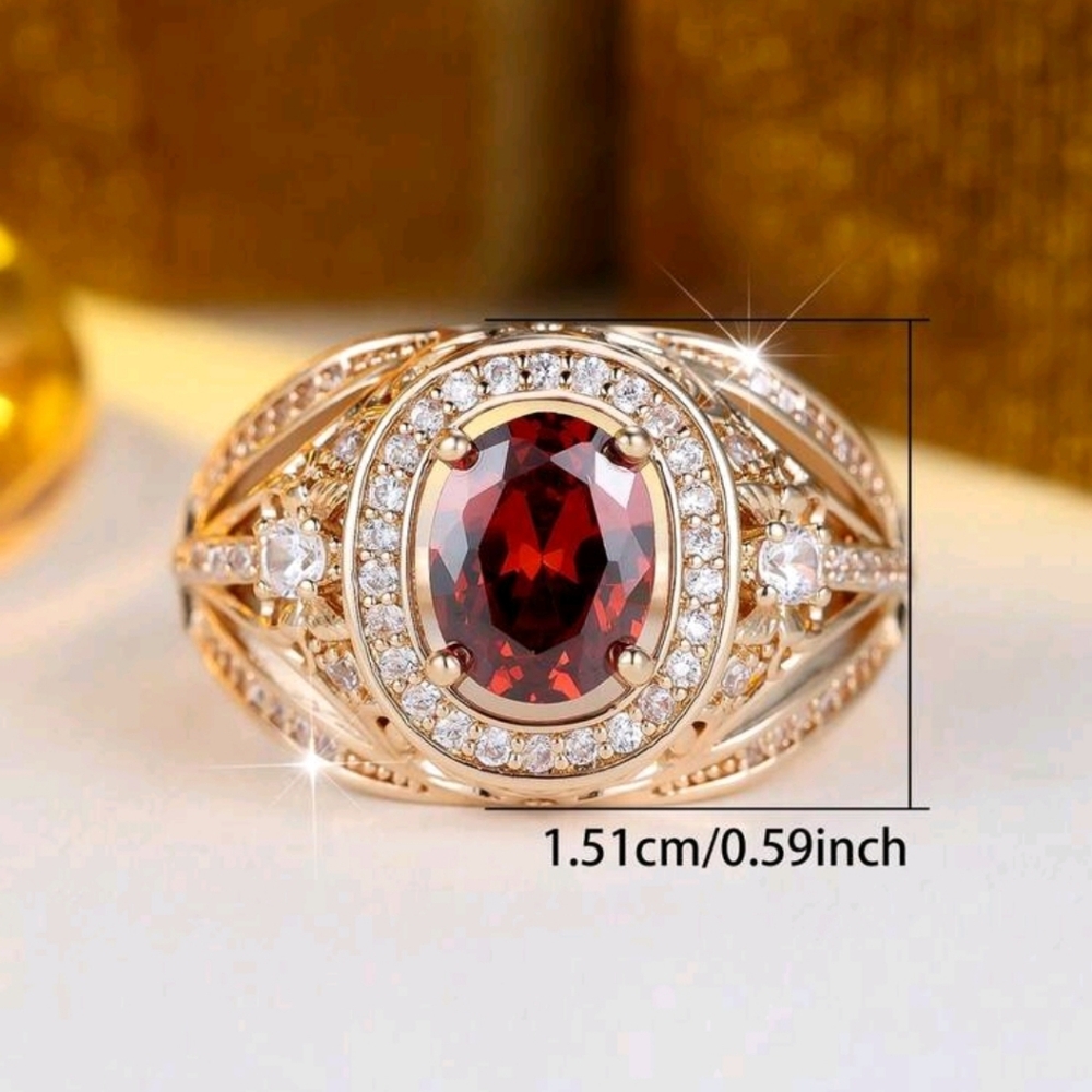 SALE ** BRAND NEW ** Elegant Gold and Ruby Red Gemstone Ring - Picture 4 of 4